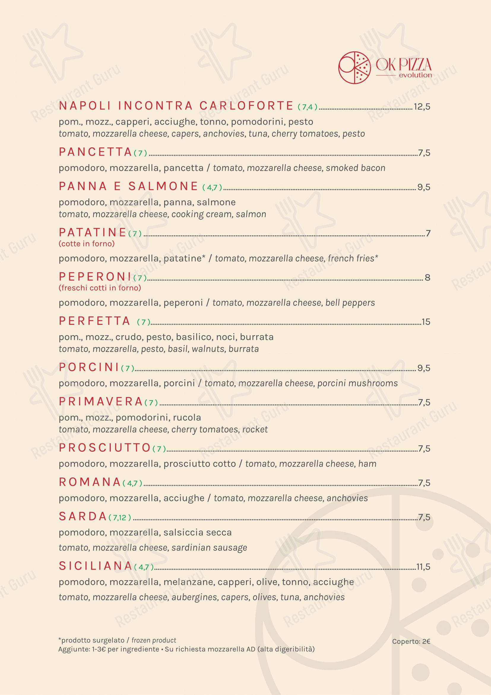 Ok Pizza Evolution - Ristorante Pizzeria in Alghero - Menu