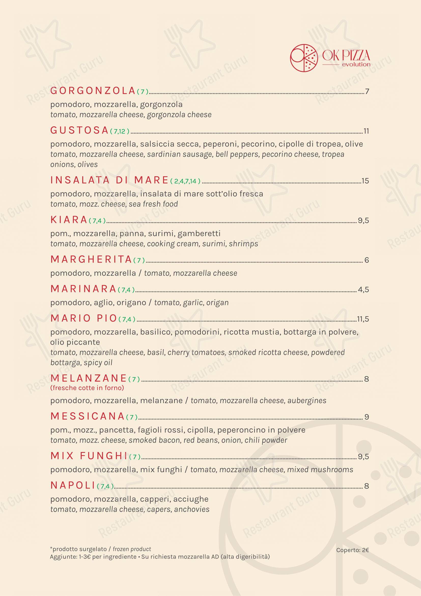 Menu per Ok Pizza Evolution - Ristorante Pizzeria in Alghero