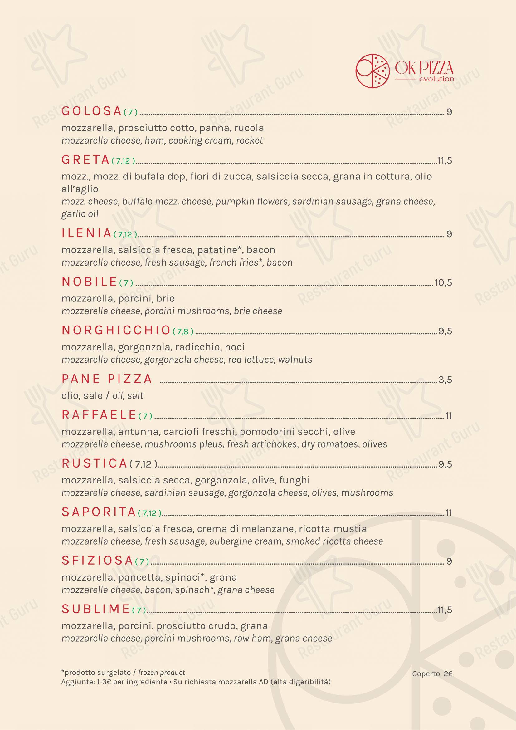 Menu di Ok Pizza Evolution - Ristorante Pizzeria - Menu