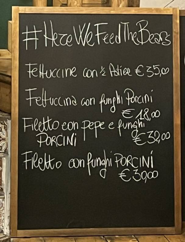 Menu de Old Bear