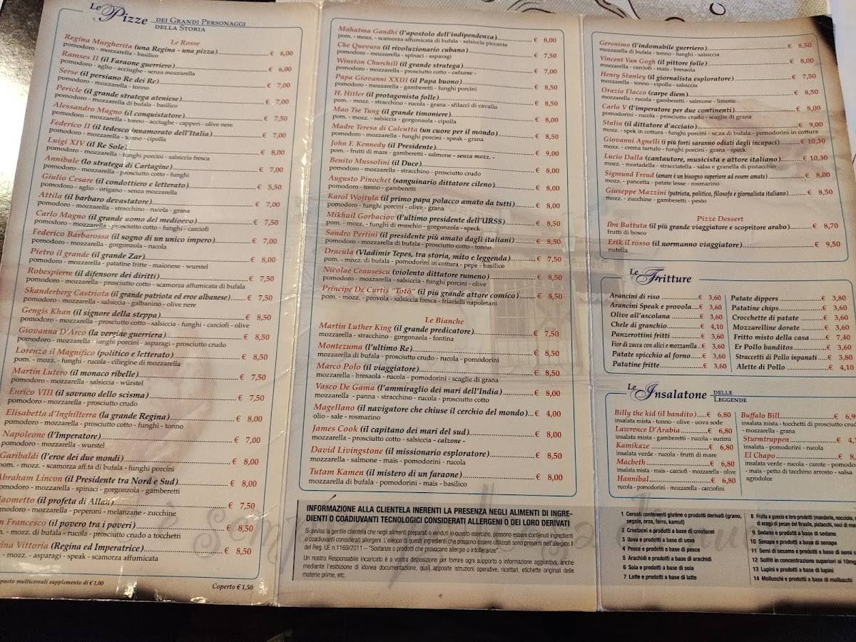 Menu di Old Stories Pub Birreria Pizzeria 