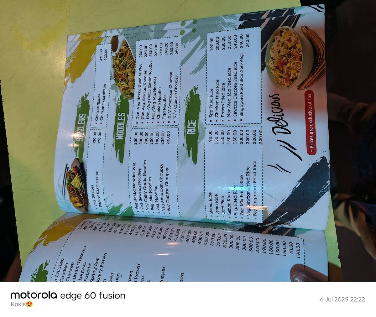 Olive Restaurant Brahmapur menu