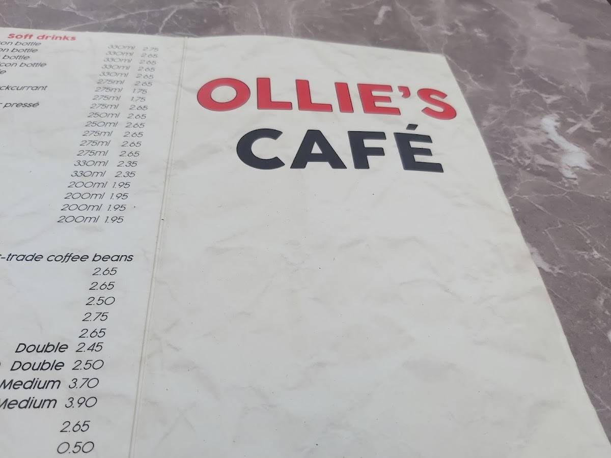 Menu at Ollie's Cafe (M5 J22), Brent Knoll