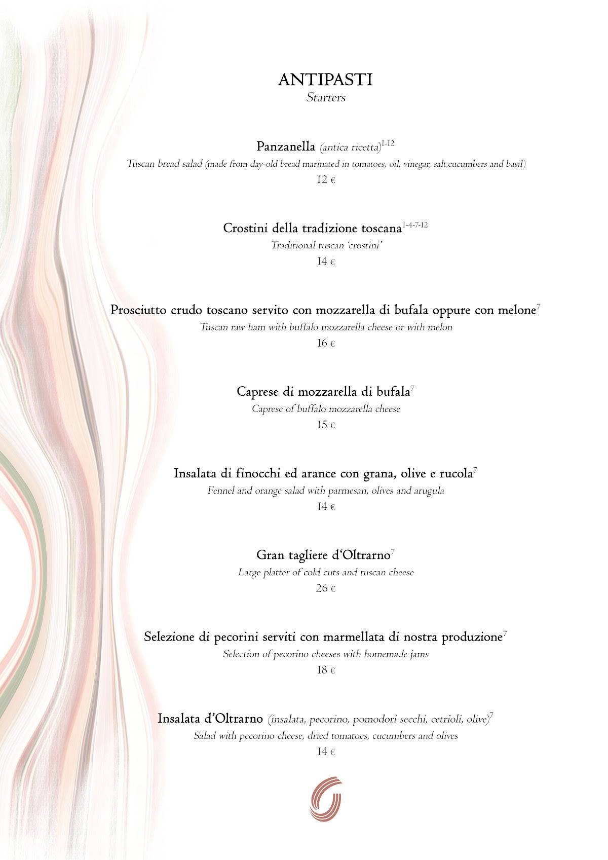 Menu di Oltrarno Ristorante Toscano 