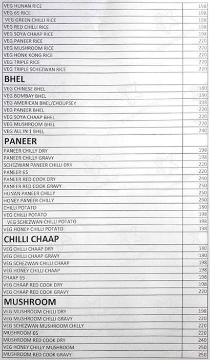 Corporate Meals menu