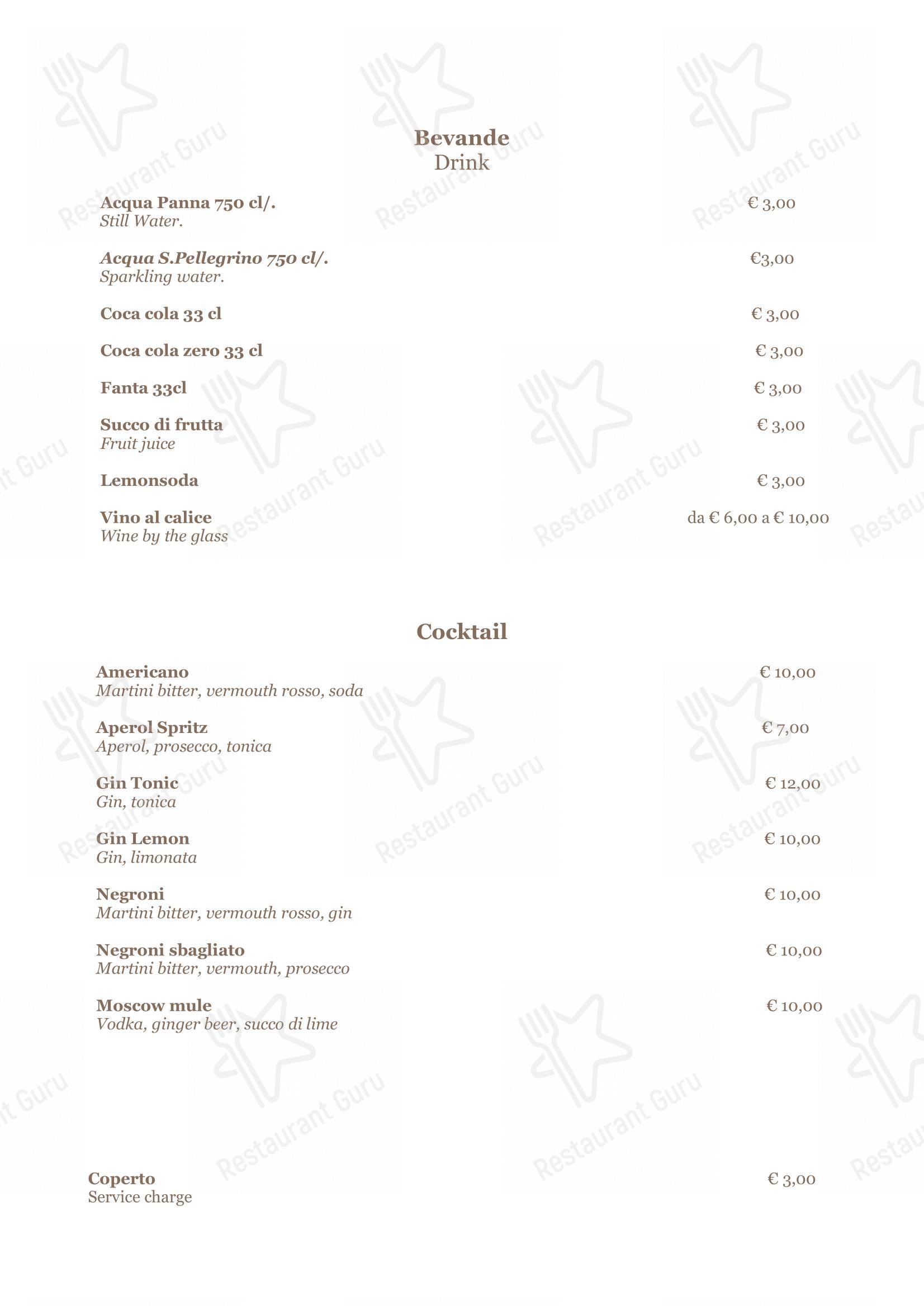Menu di Operaprima - Ristorante Pizzeria - Menu bar