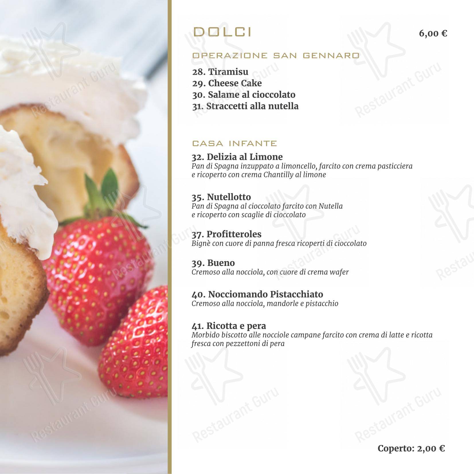 Menu per Operazione San Gennaro ristorante