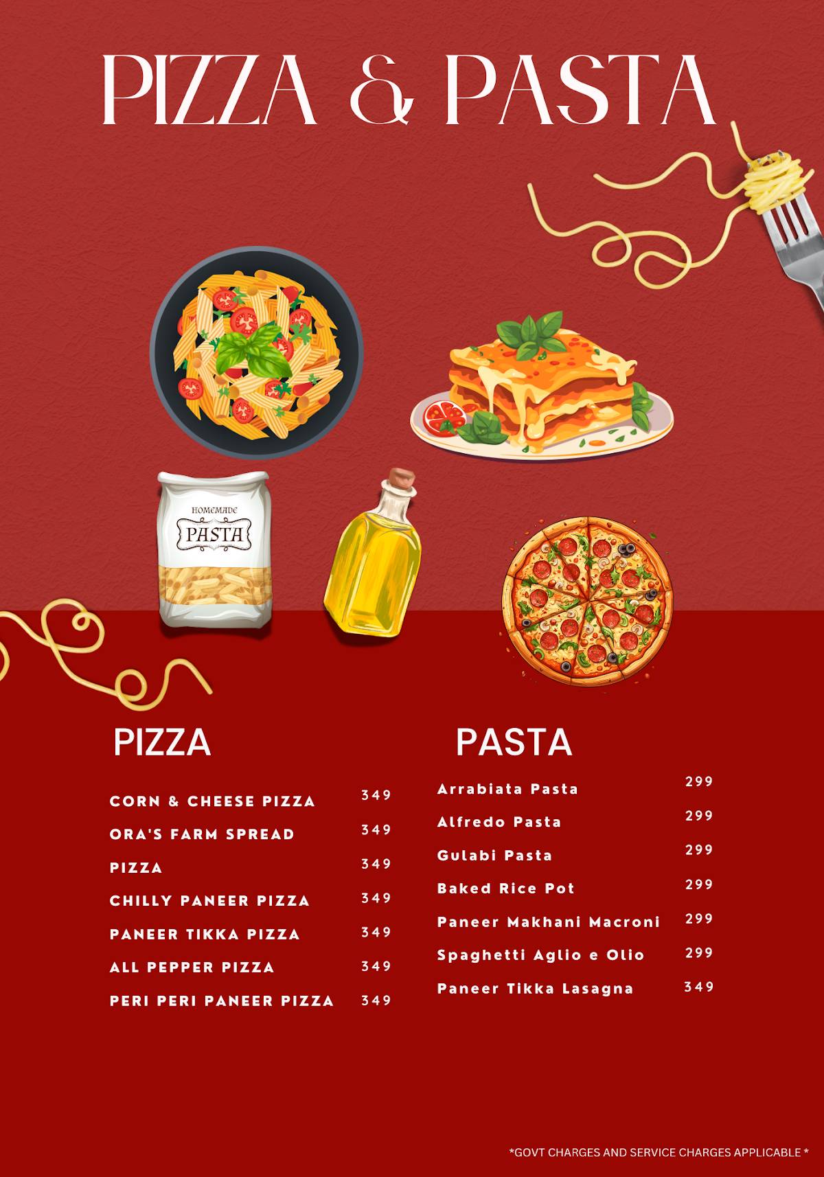 Ora Lounge menu