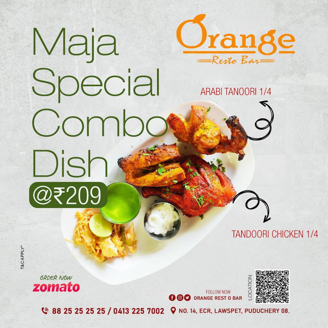 Menu at Orange restaurant, Puducherry