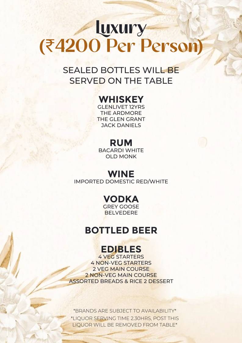 Oscar Luxe Club Air Bar - Noida Sector 38 menu