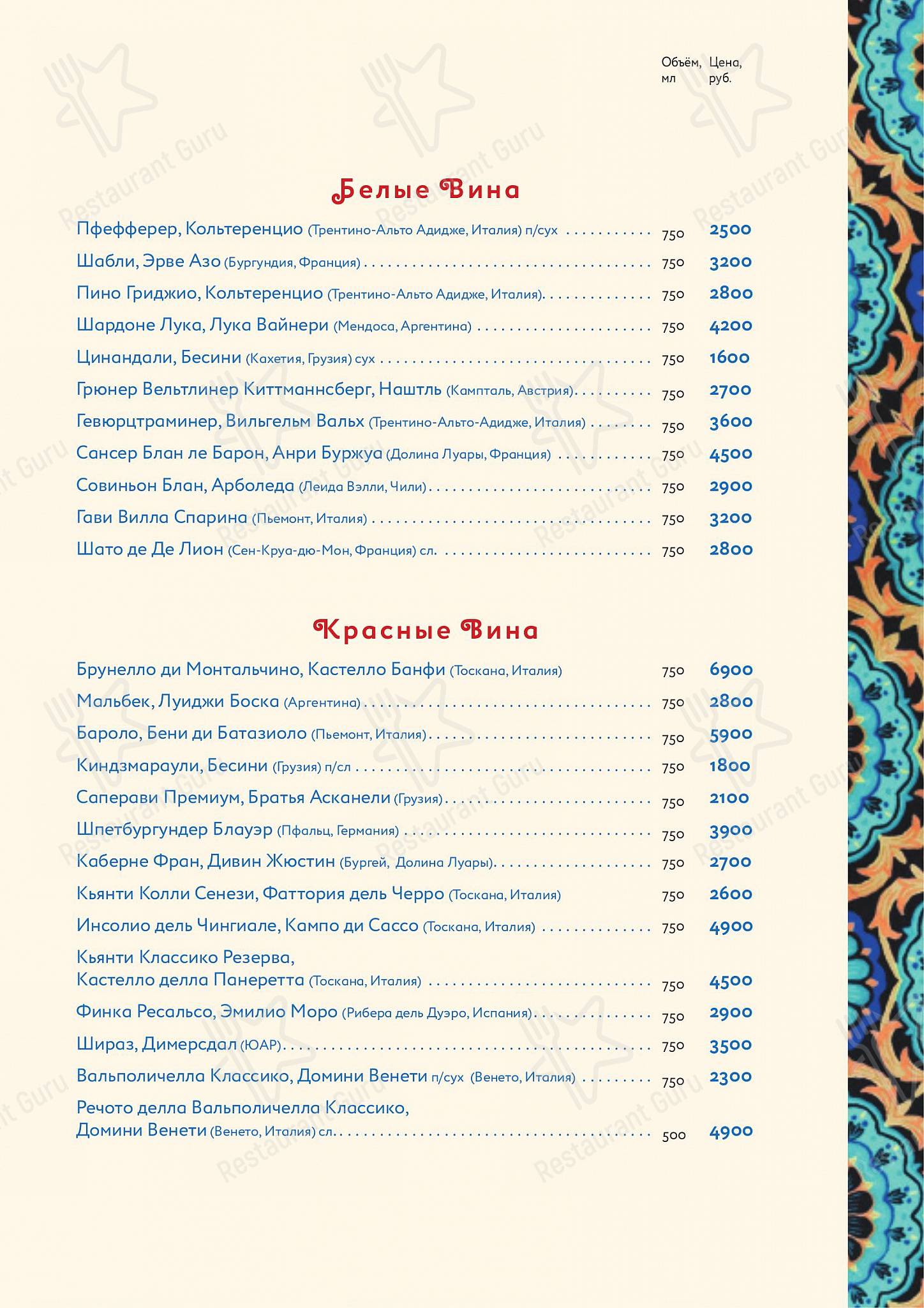 Коктейльная карта pour Osh Posh restaurant