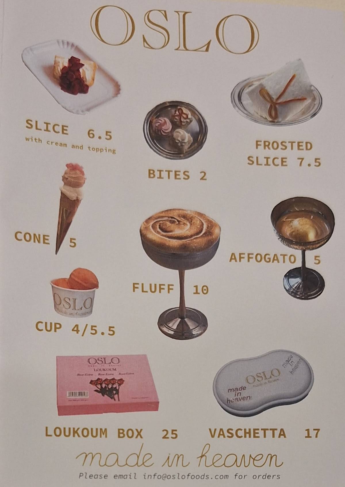 Menu di Oslo Made In Heaven 