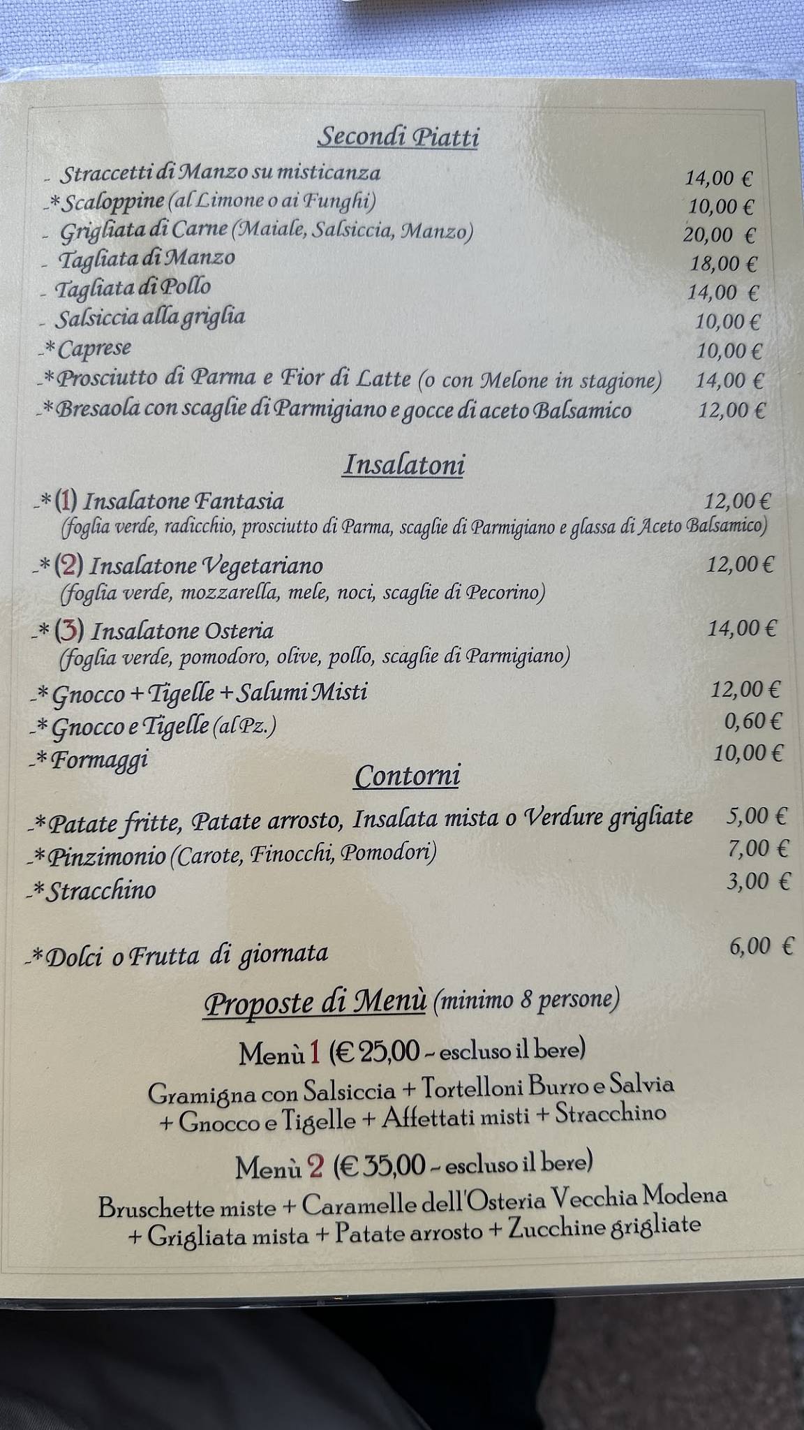 Menu di Osteria Camporosso sas 