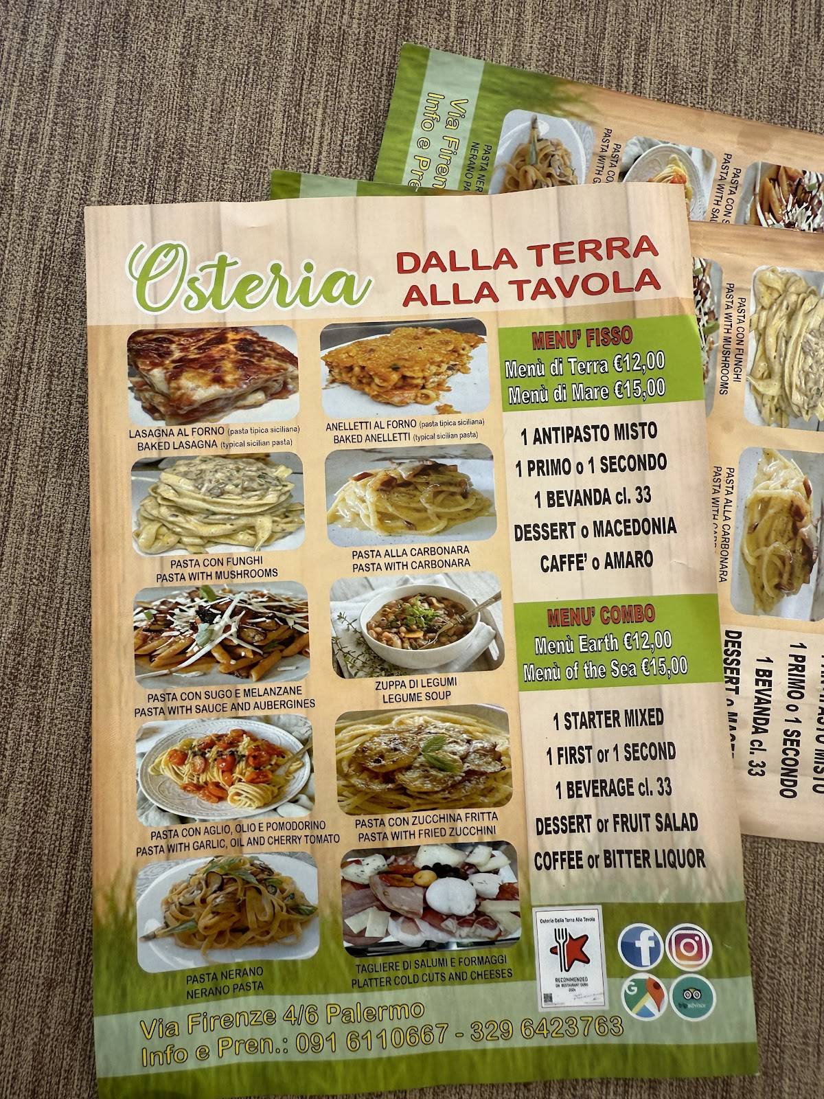Menu di Osteria Dalla Terra Alla Tavola 
