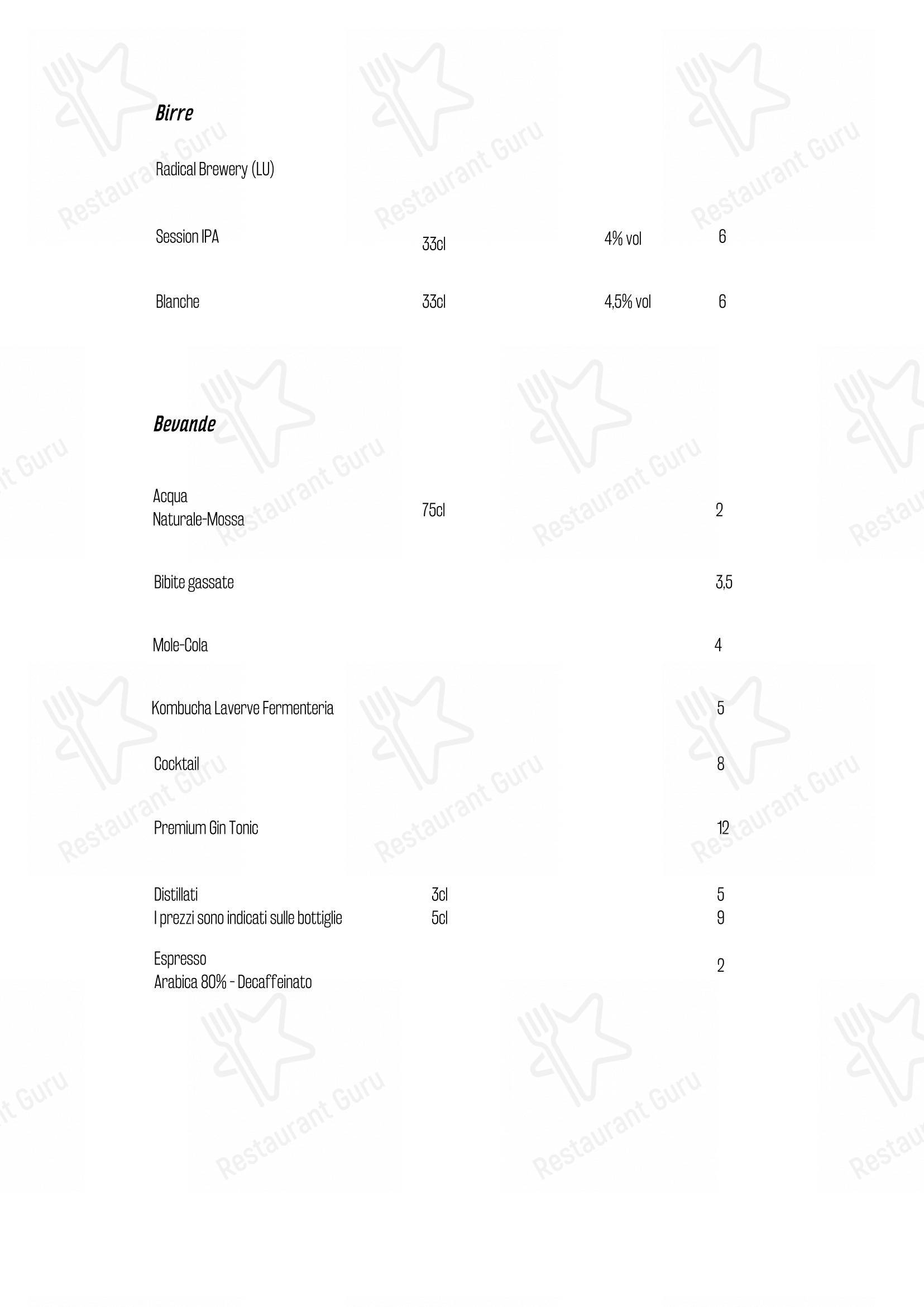 Menu bar per Osteria Landi ristorante