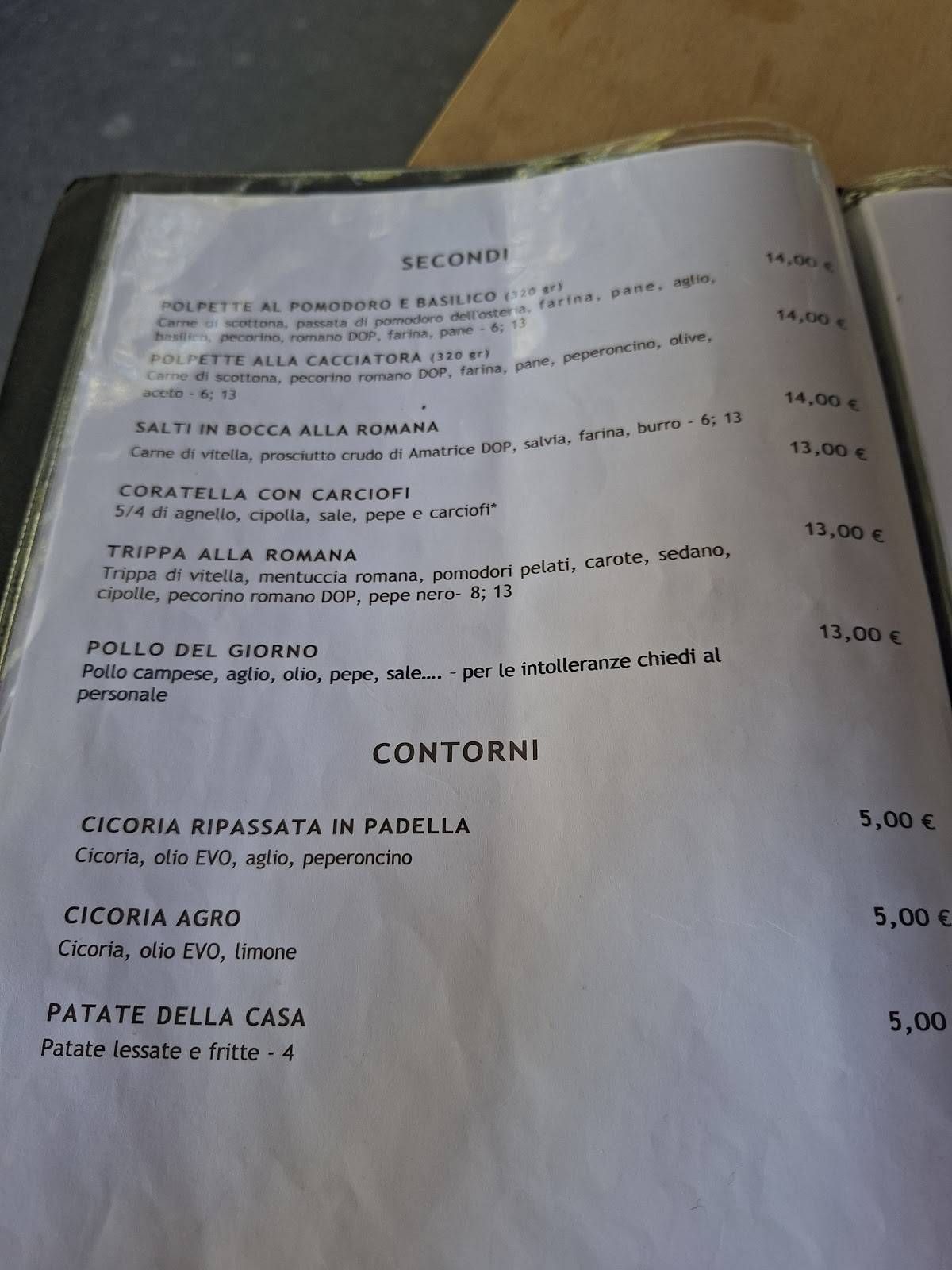 Menu di Osteria MonteSacro 