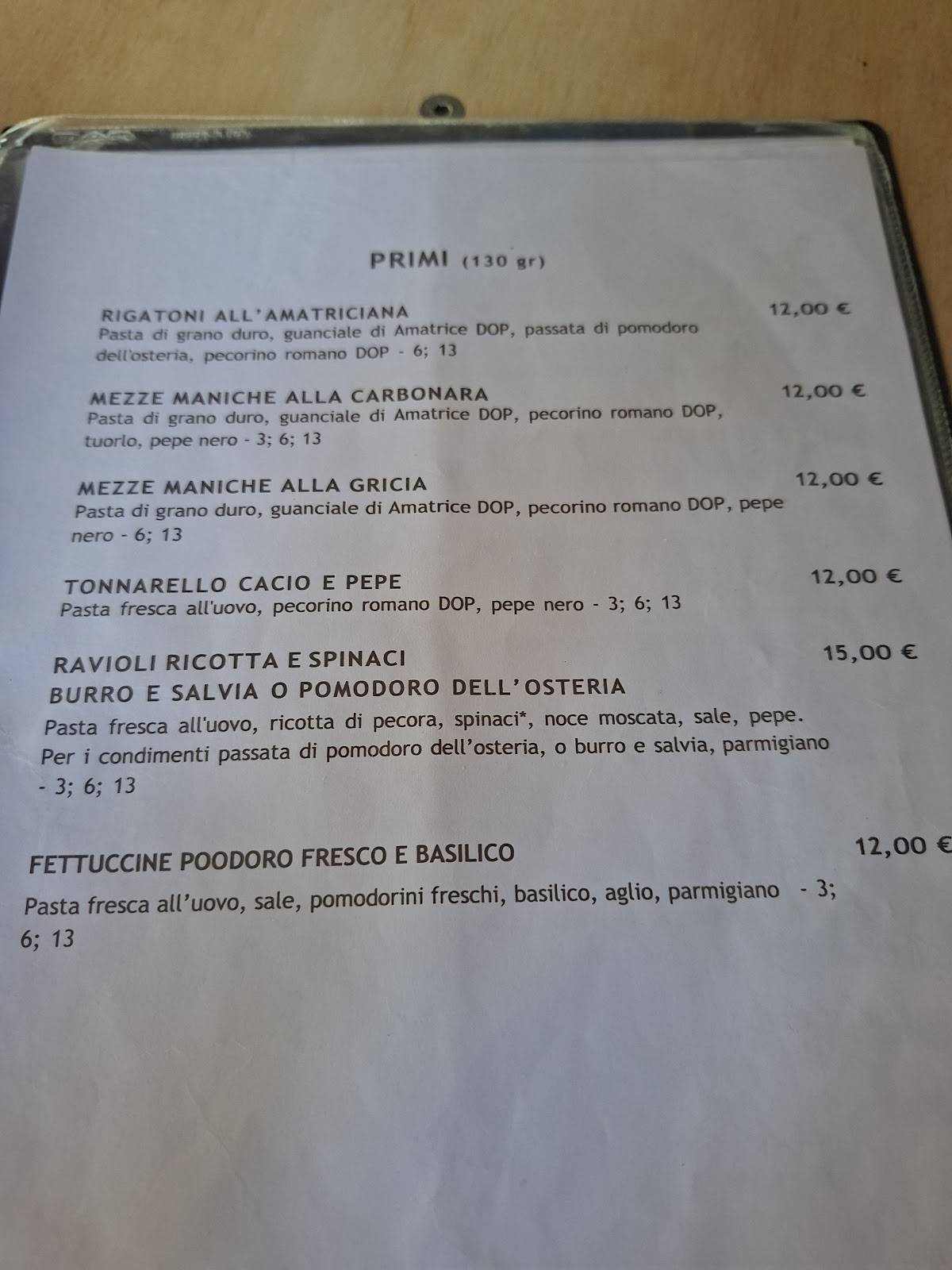 Menu di Osteria MonteSacro 
