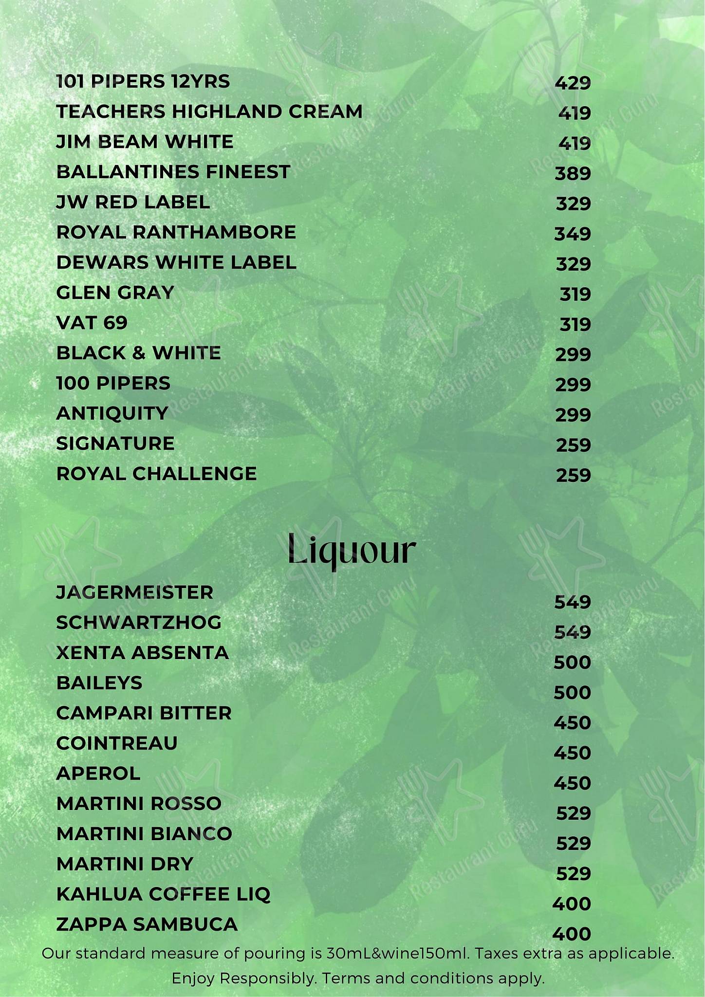 Osteria Resto Bar menu