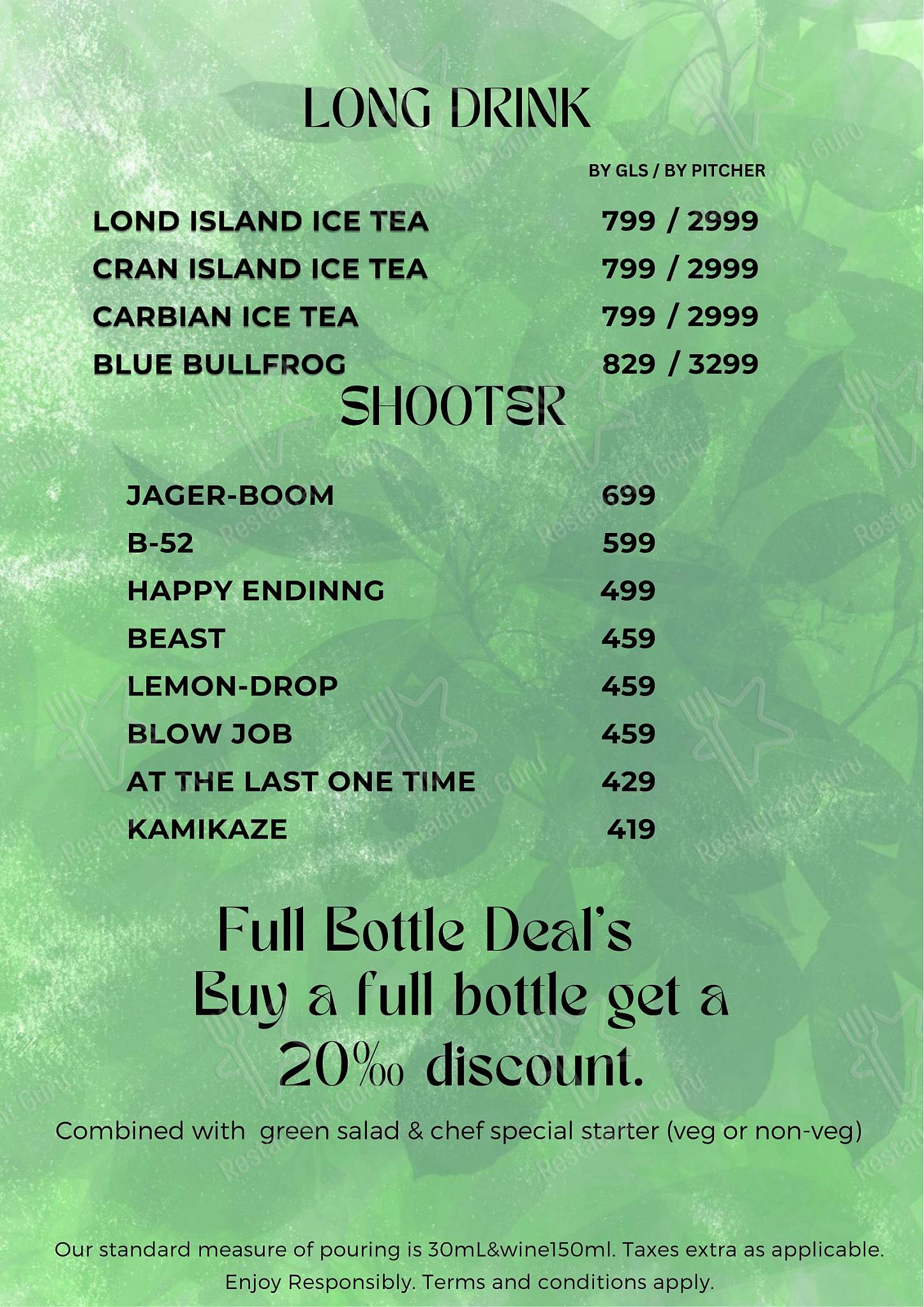 Osteria Resto Bar menu