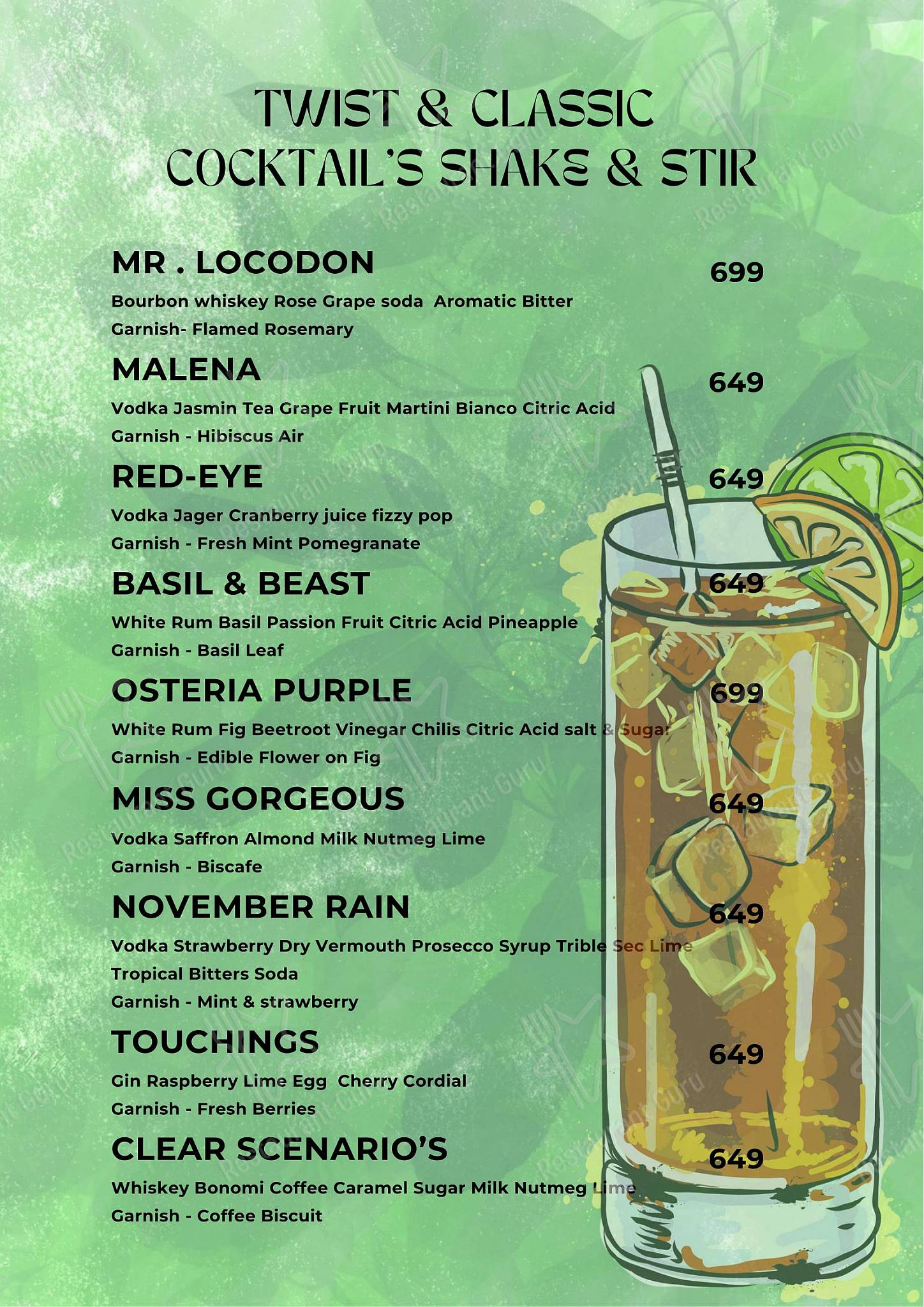 Osteria Resto Bar menu