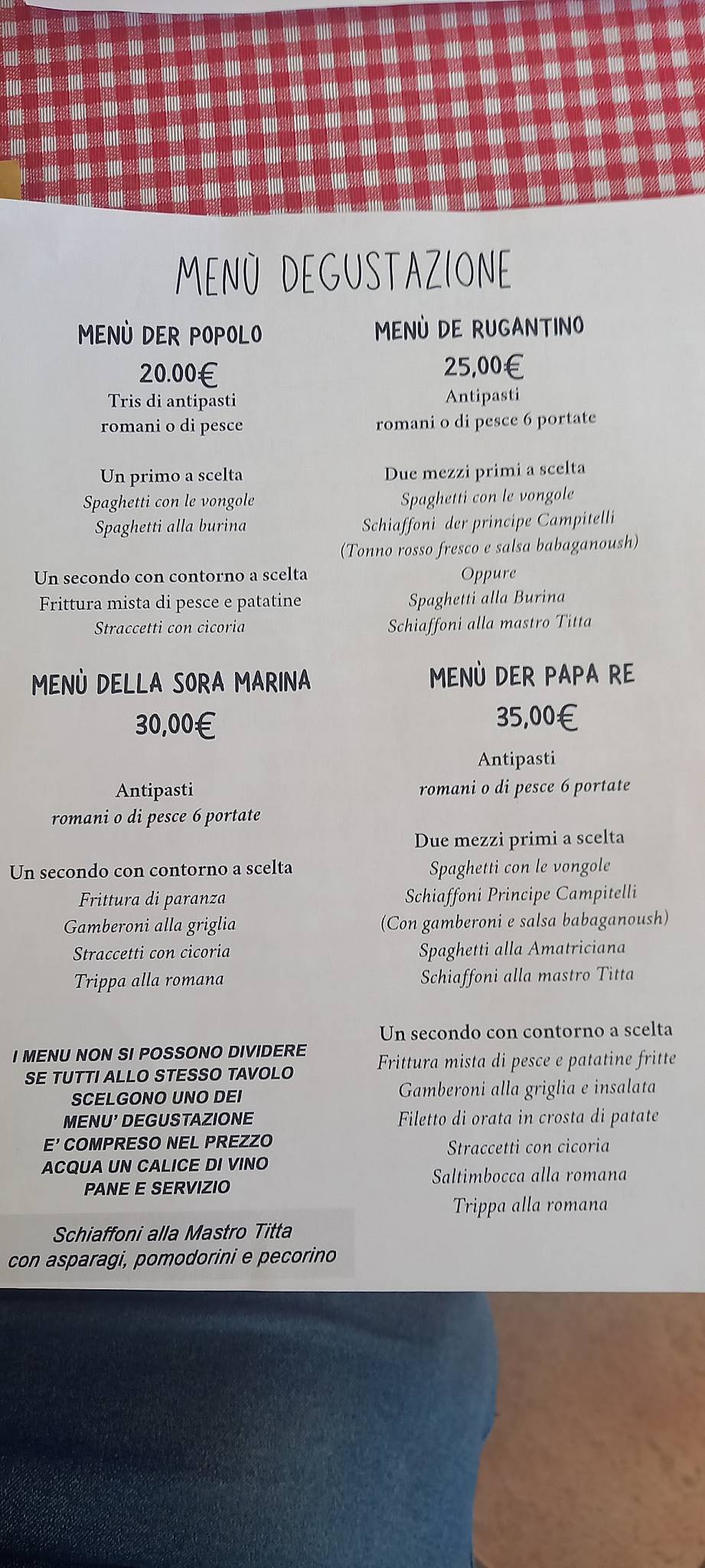 Menu di Osteria Villa Rugantino 