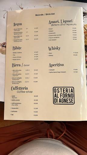 Menu di Osteria al Forno di Agnese