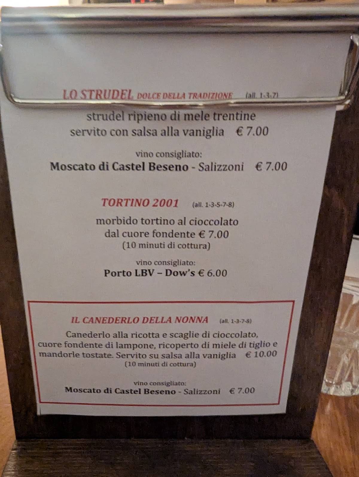 Menu di Osteria del Pettirosso 
