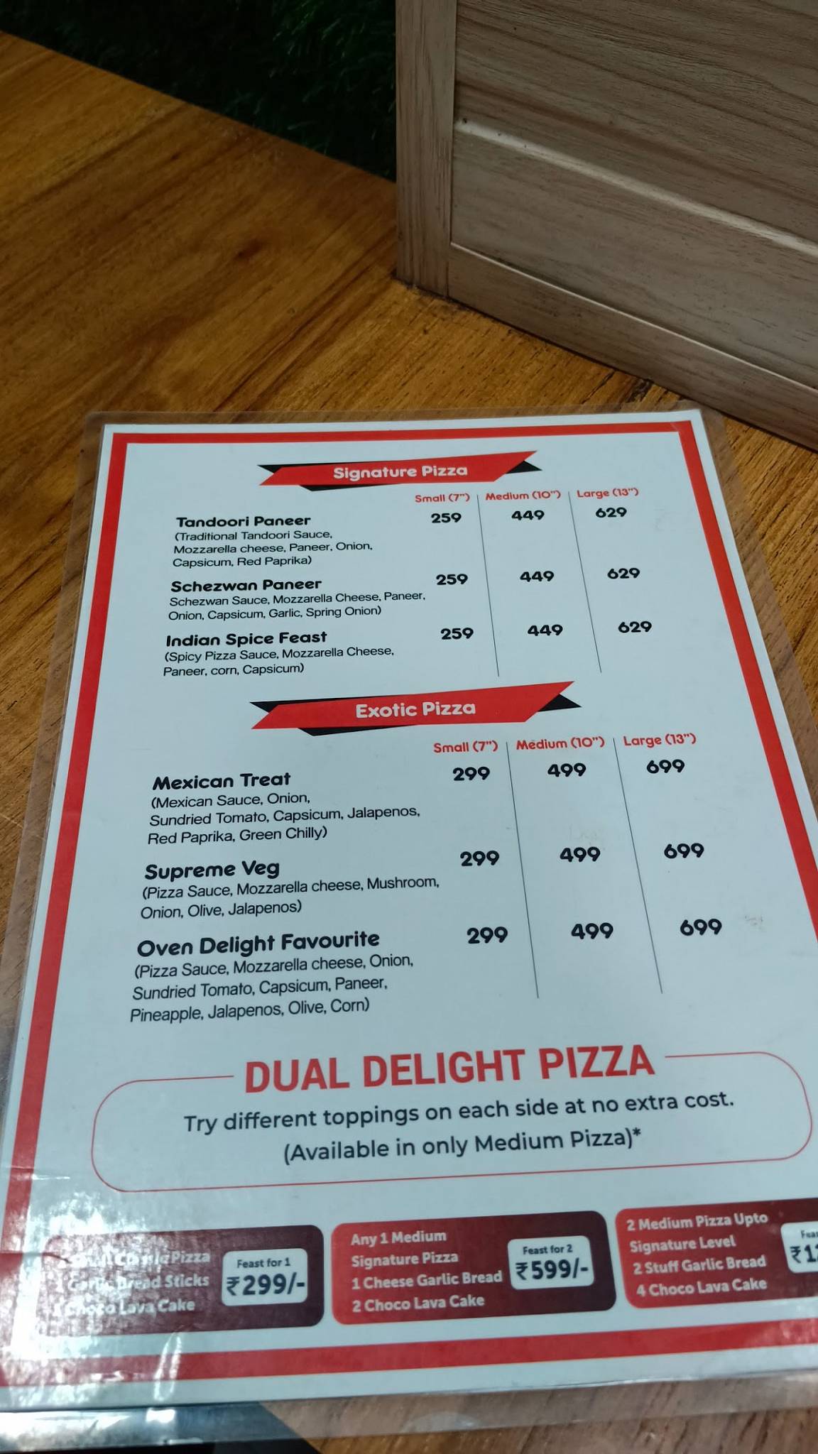 Oven Delight Pizza menu