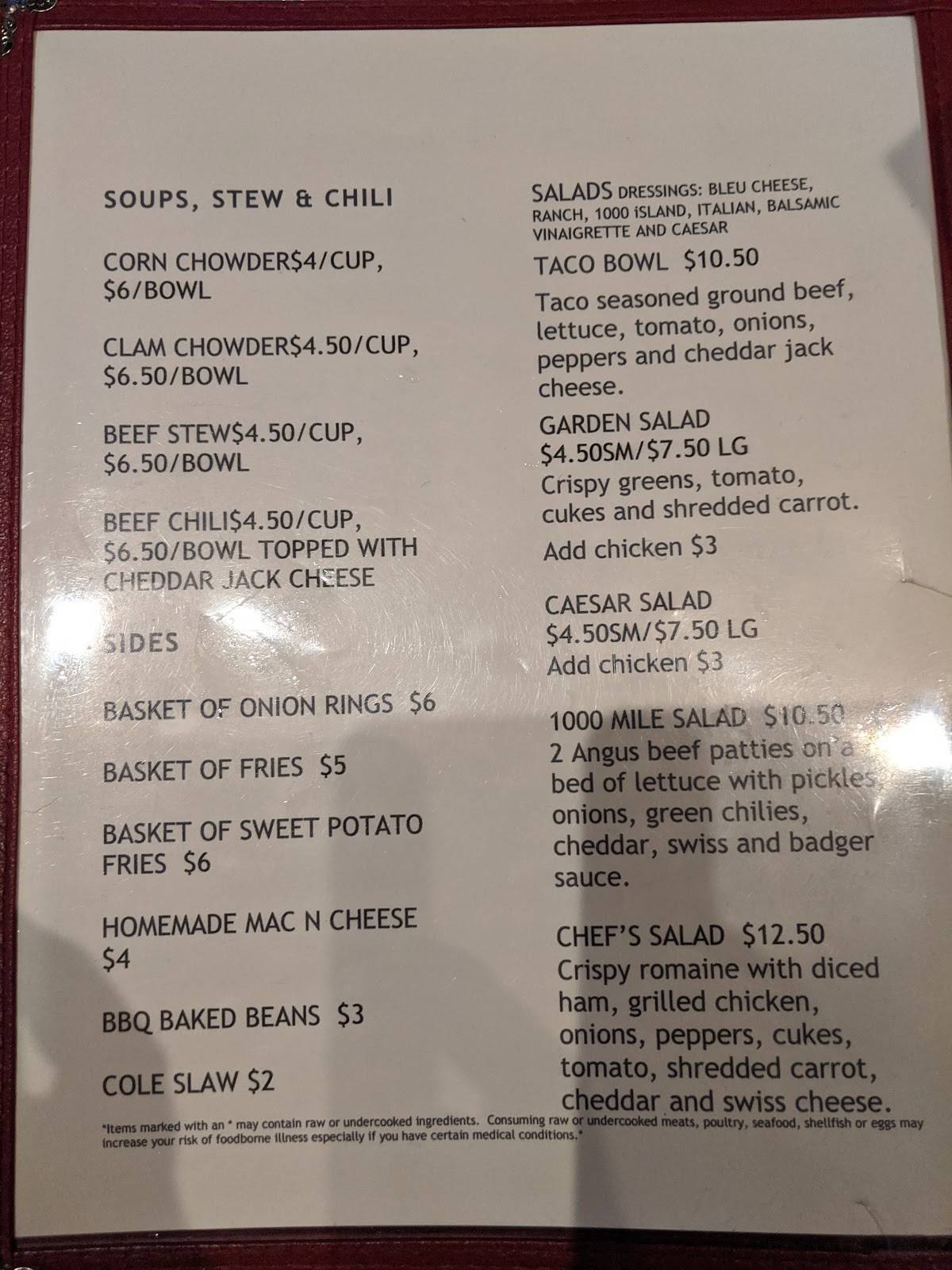 Menu at Honey Badger Bar & Grill, Oxford