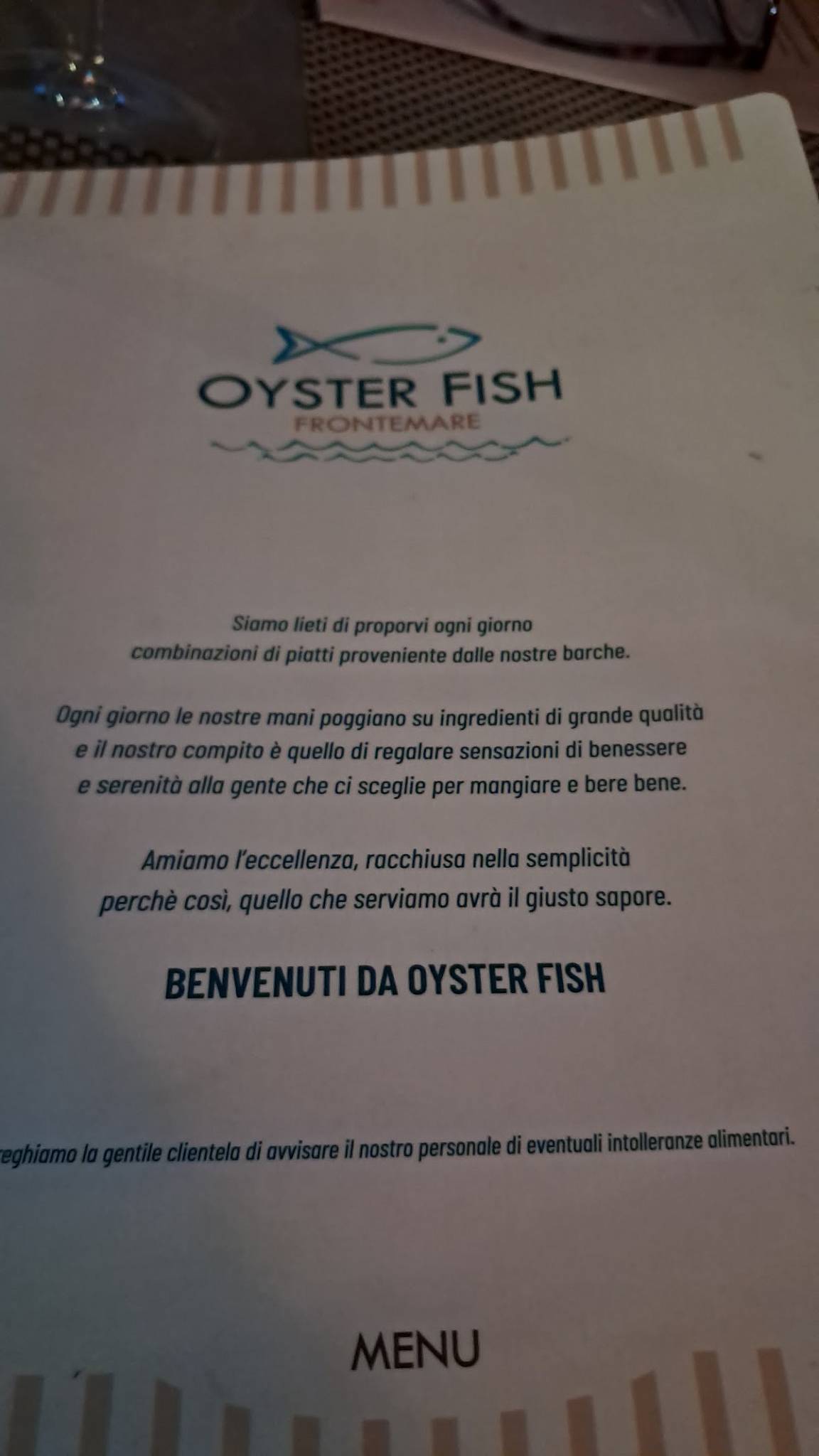 Menu di Oyster Fish 
