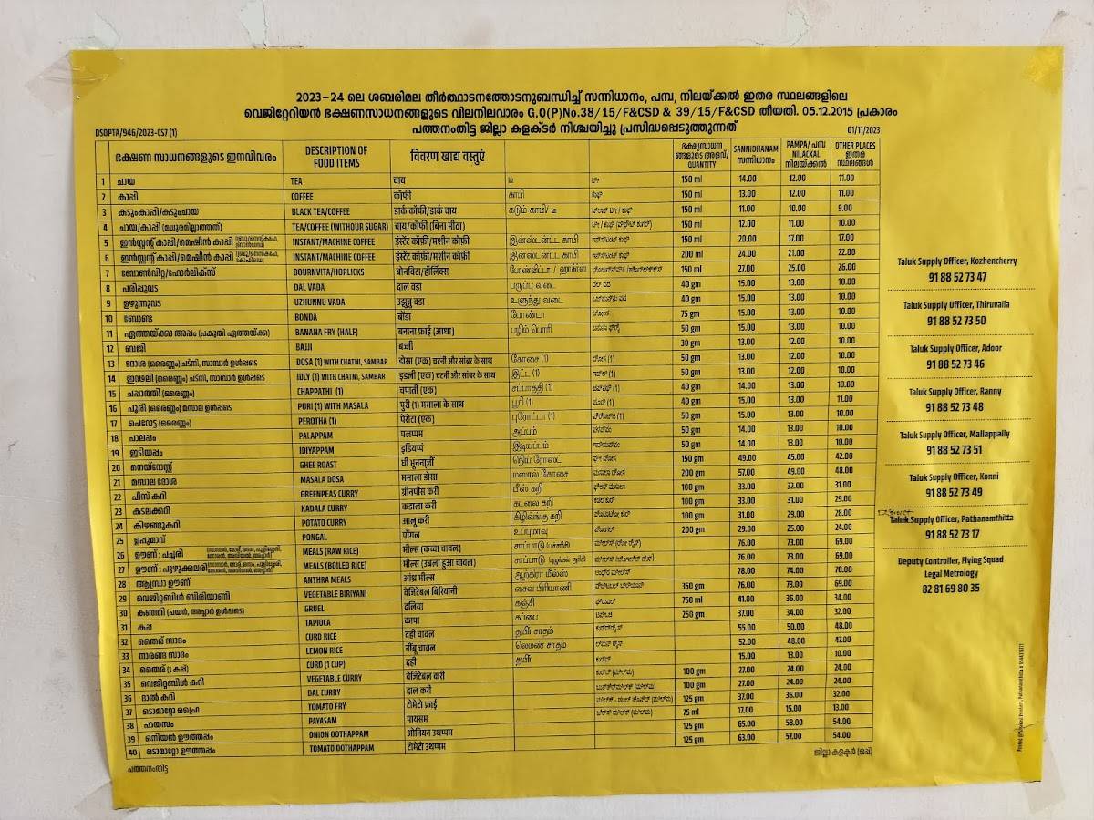 PADMA CAFE ADOOR menu