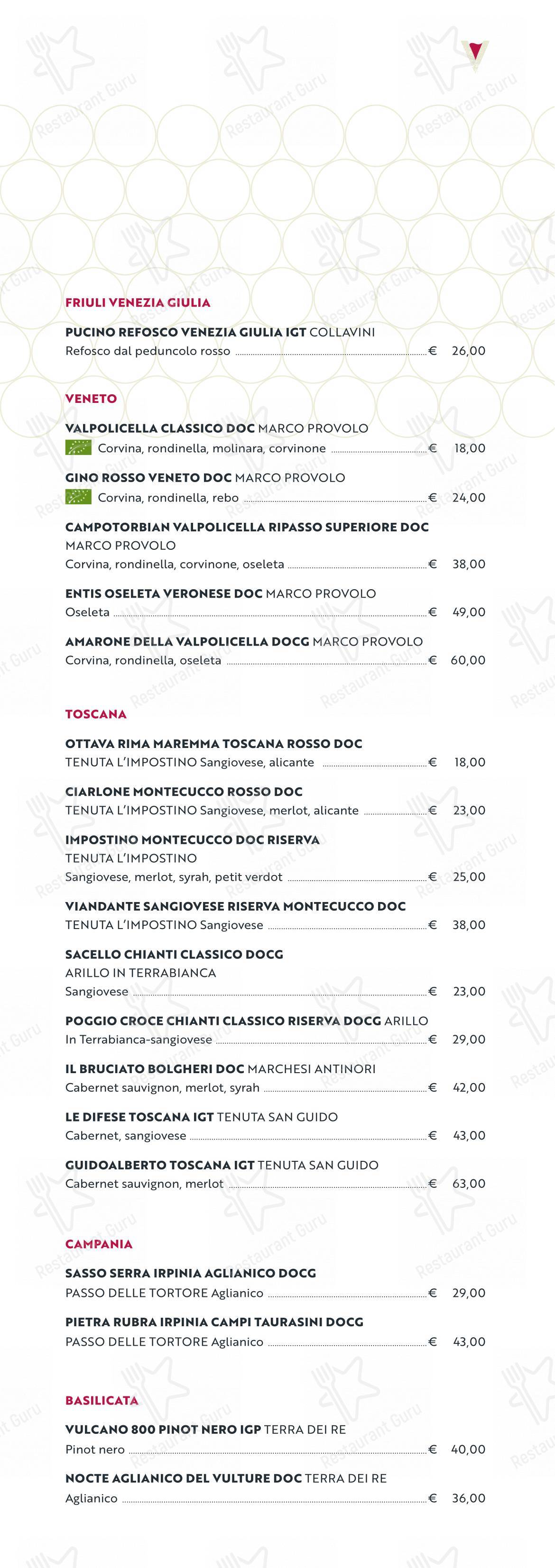 Menu bar per PANEVINO Locanda in Morazzone