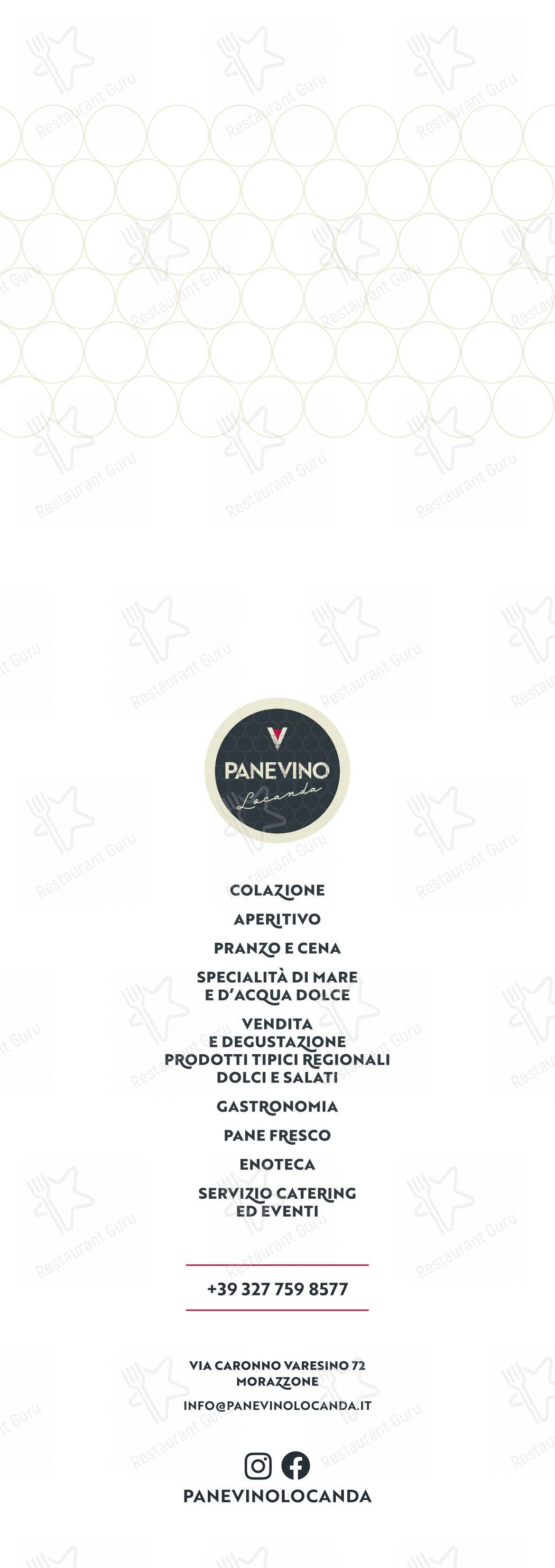 Menu bar per PANEVINO Locanda ristorante