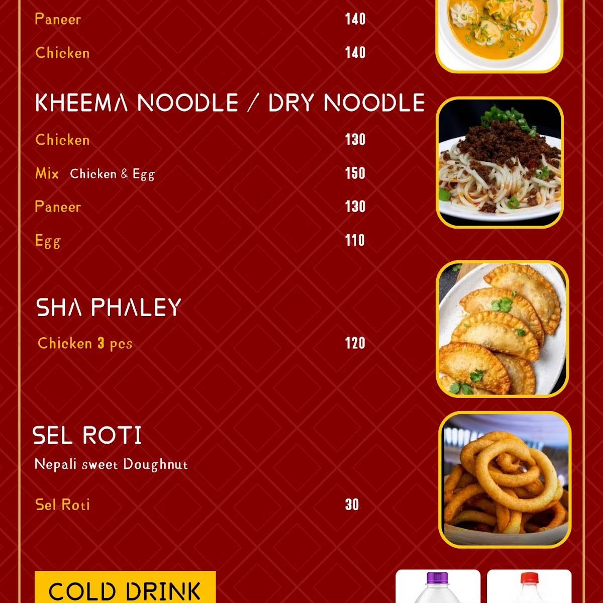 PARADISE MOMOS menu