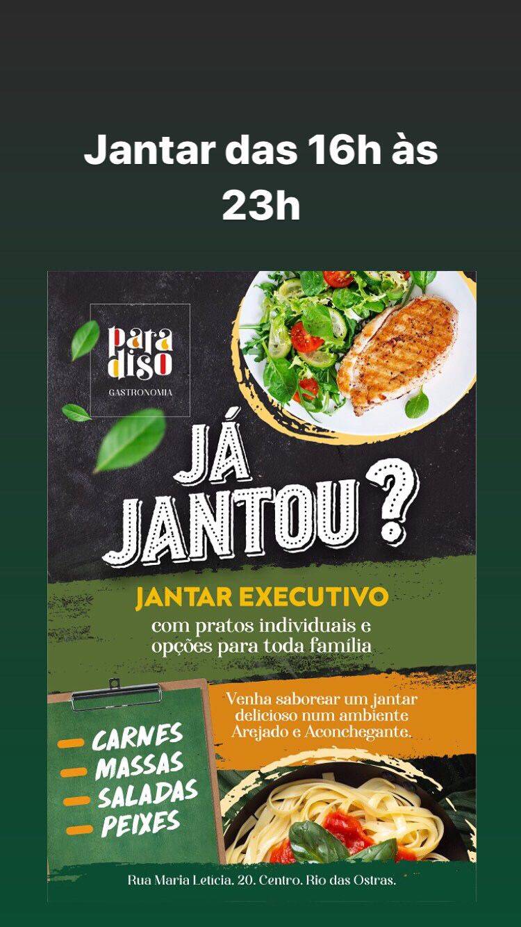 PARADISO Gastronomia cardápio