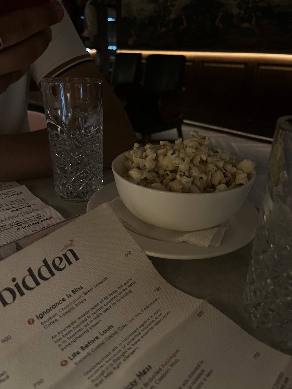PCO Bar menu