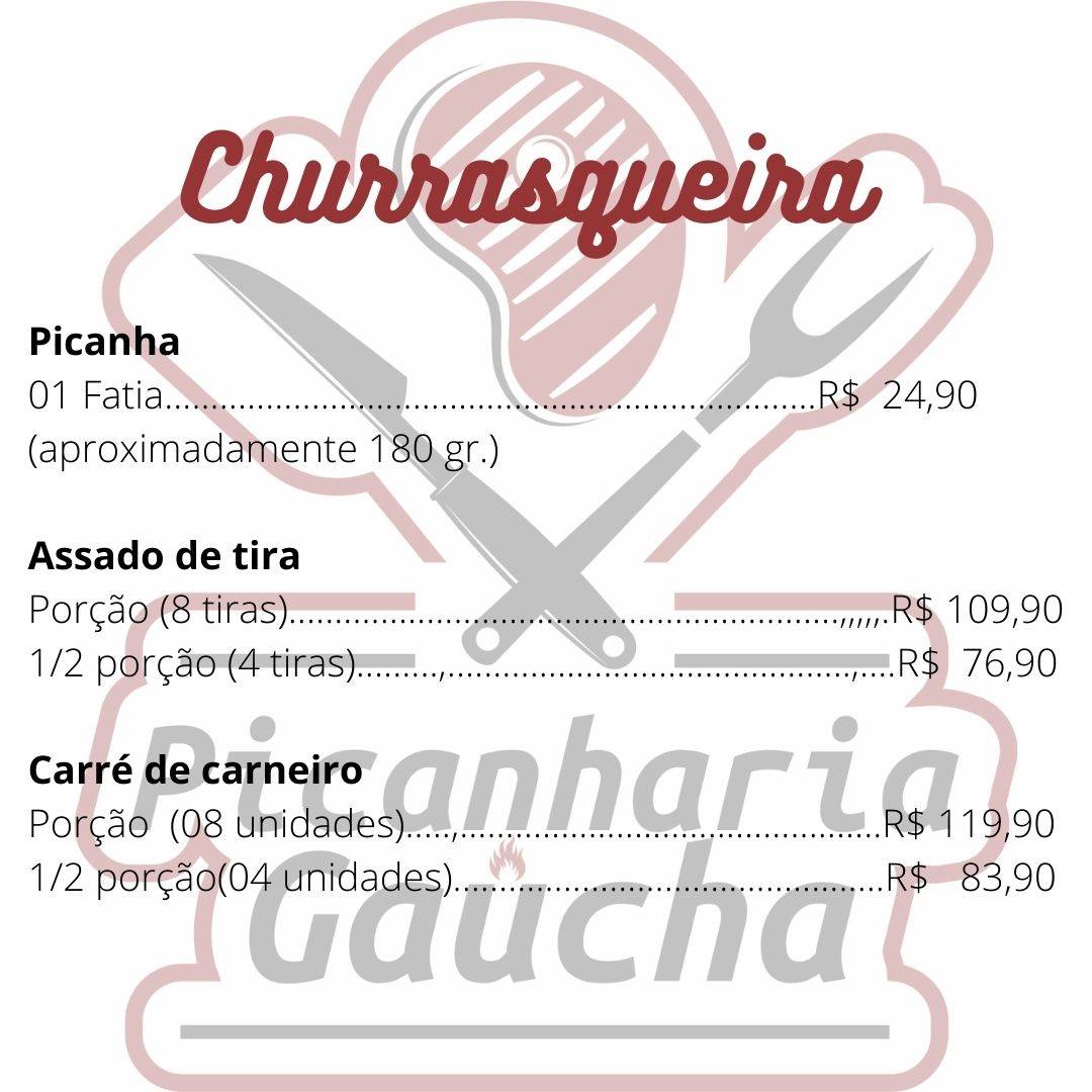 Picanharia Gaúcha cardápio