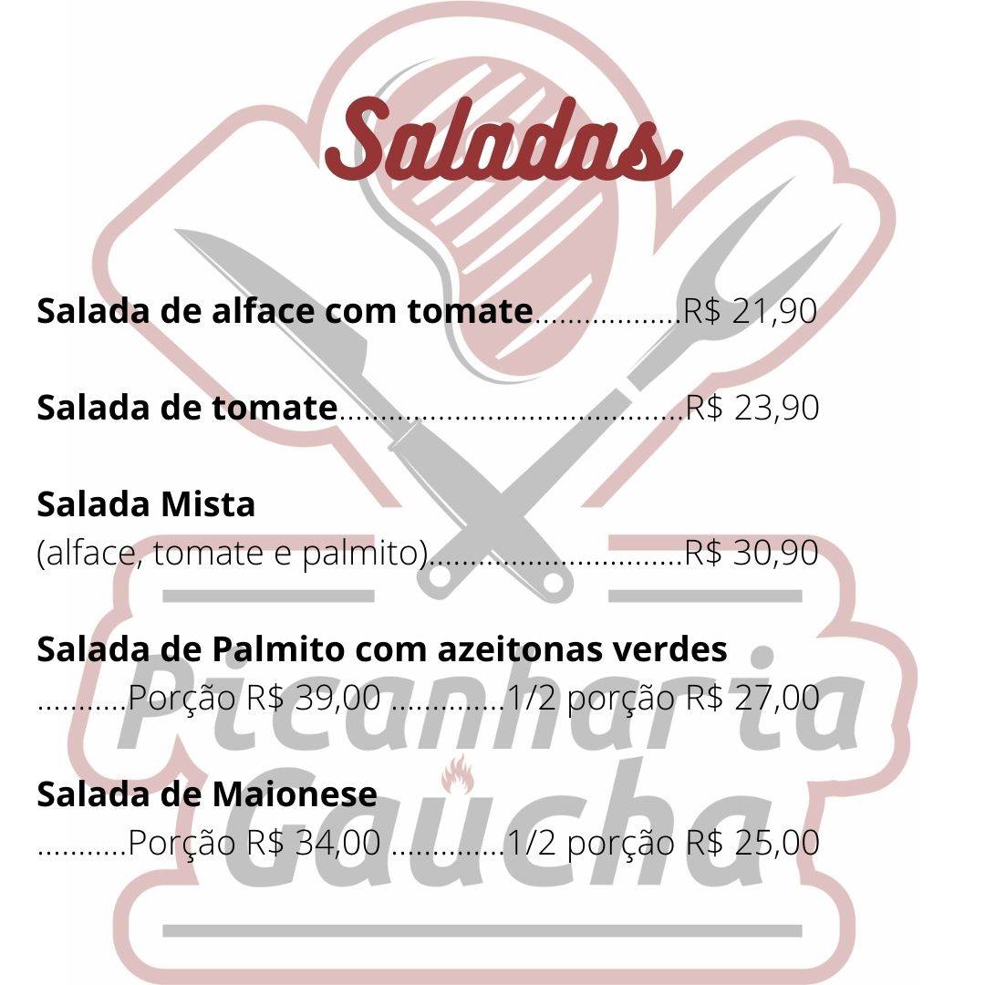 Picanharia Gaúcha cardápio