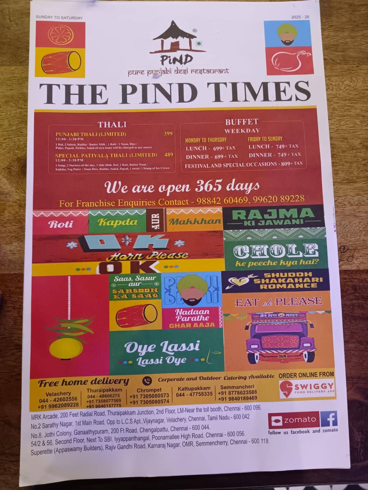 PIND CHROMEPET menu