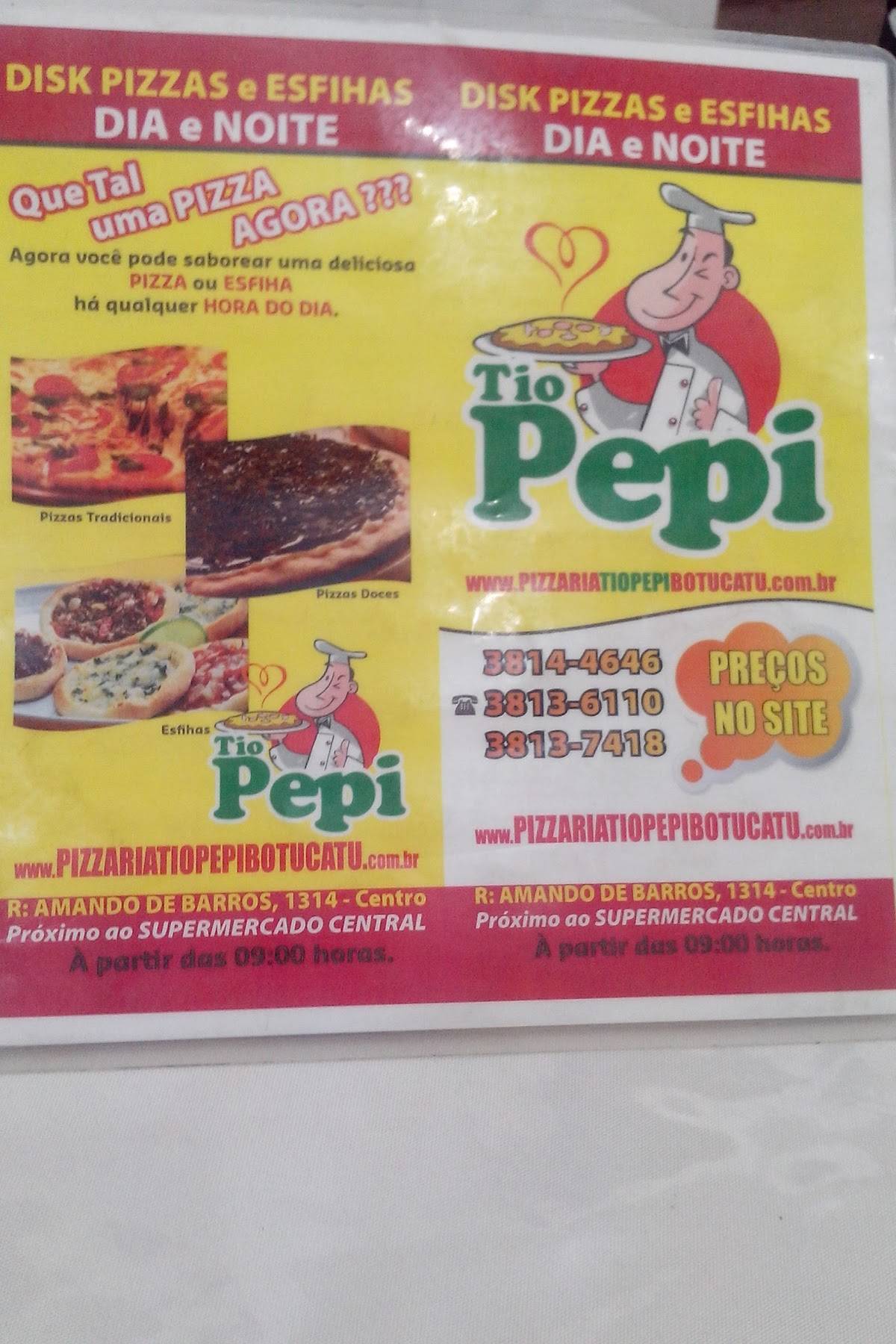 PIZZARIA E ESFIHARIA TIO PEPI cardápio