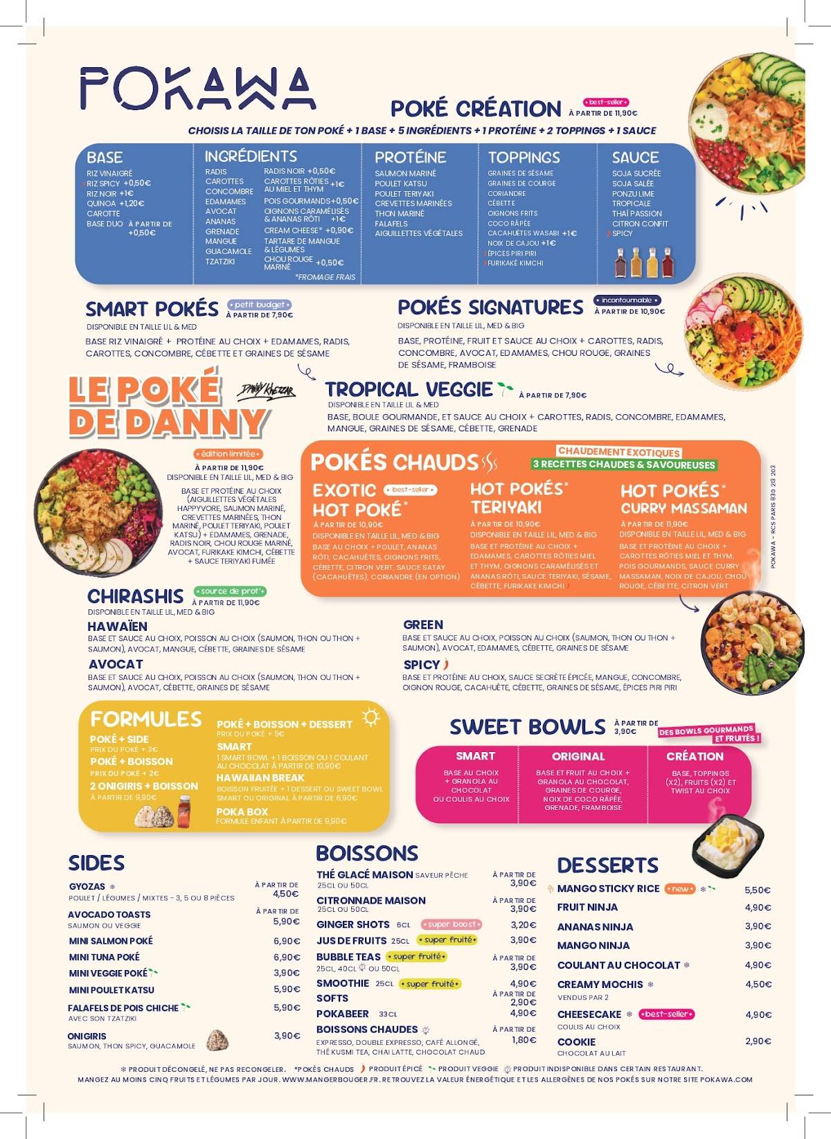 Menu de POKAWA Poké bowls