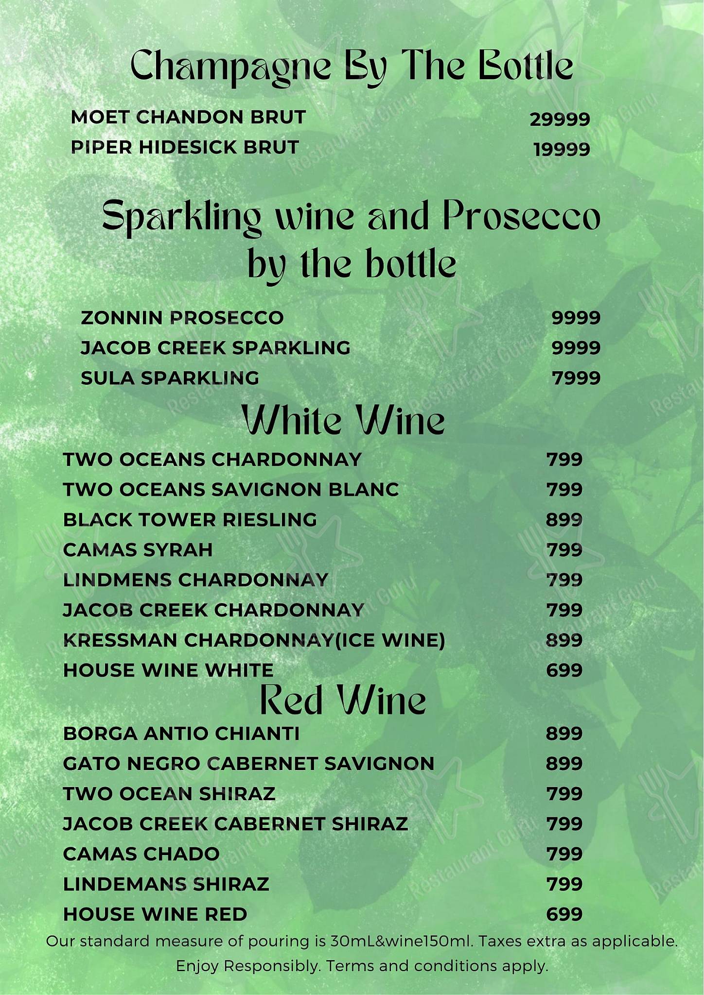 Osteria Resto Bar menu