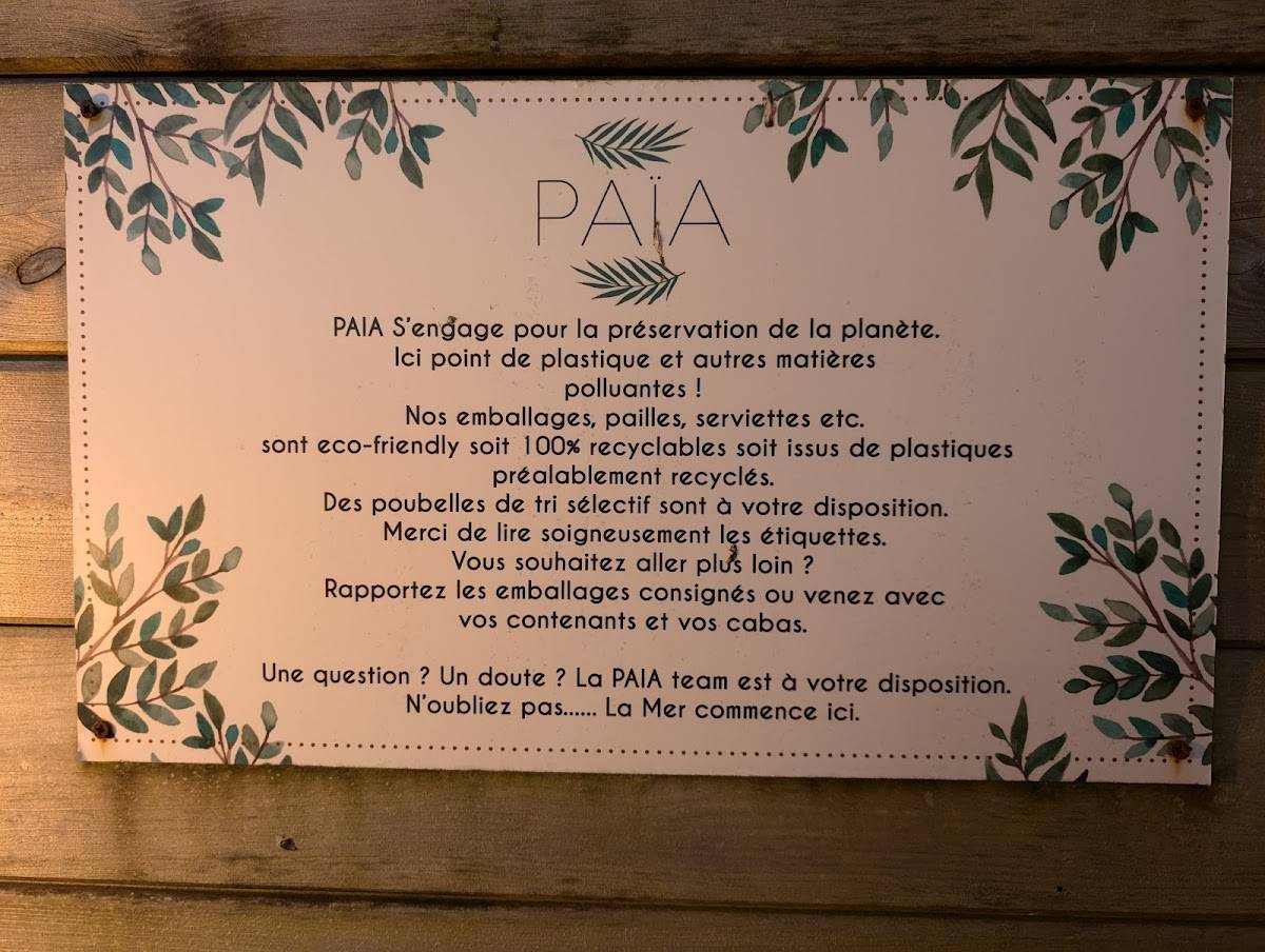 Menu de Païa snacking