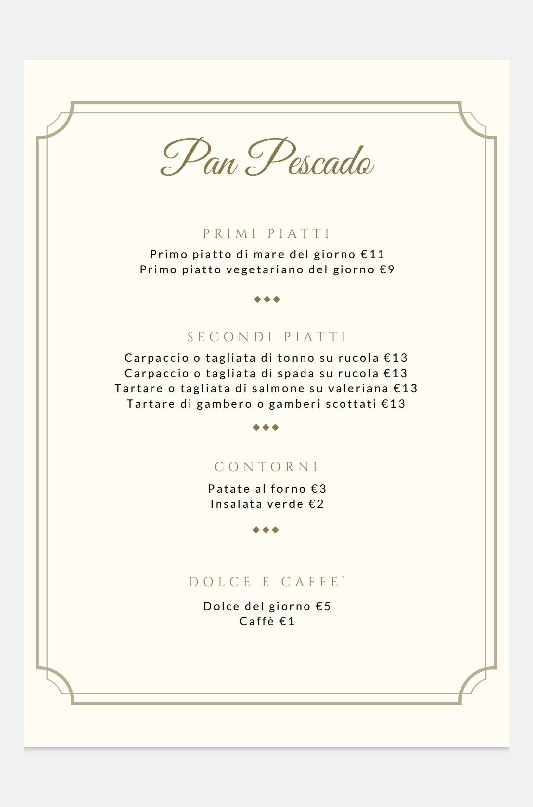 Menu di Pan Pescado 