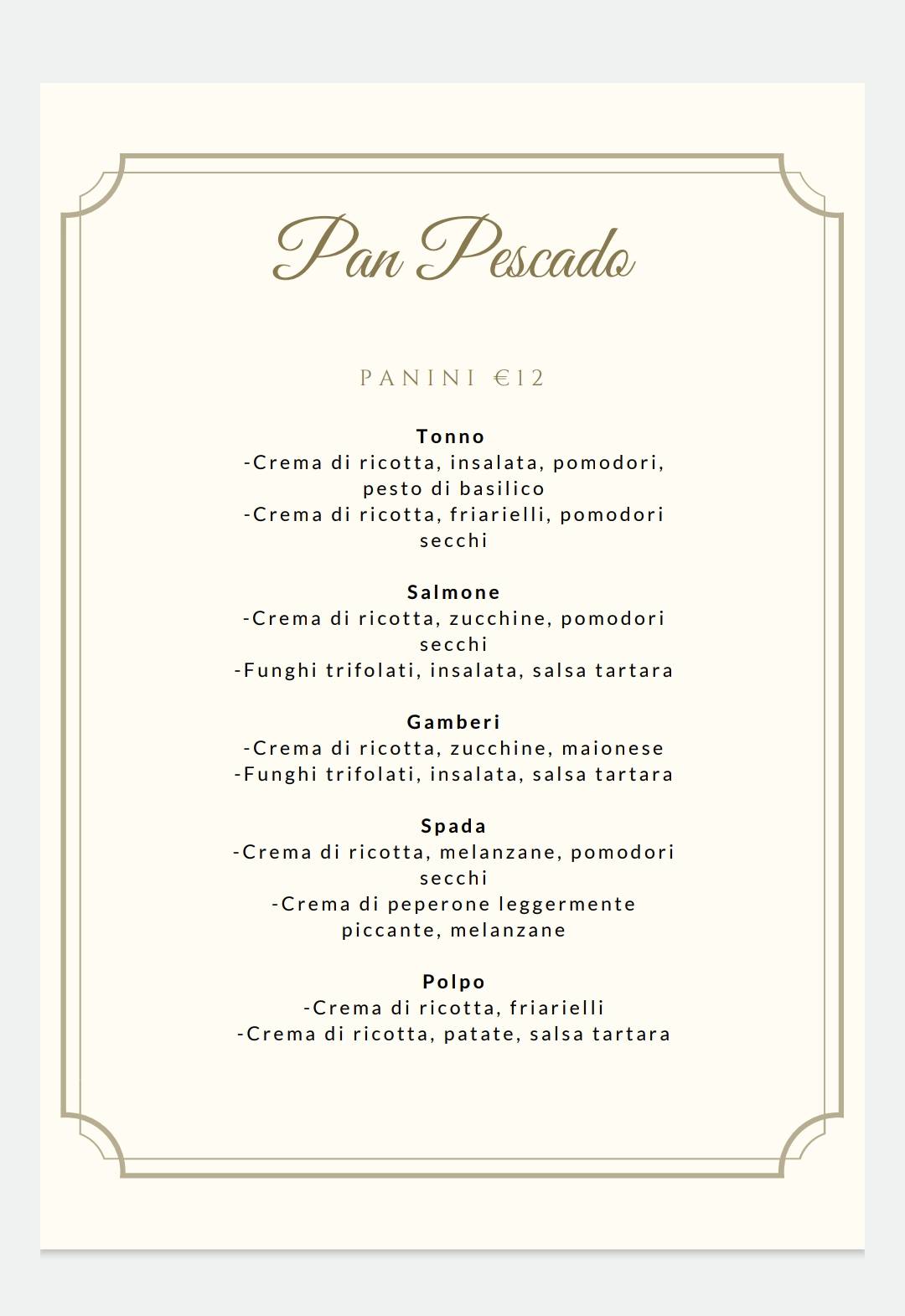 Menu di Pan Pescado 
