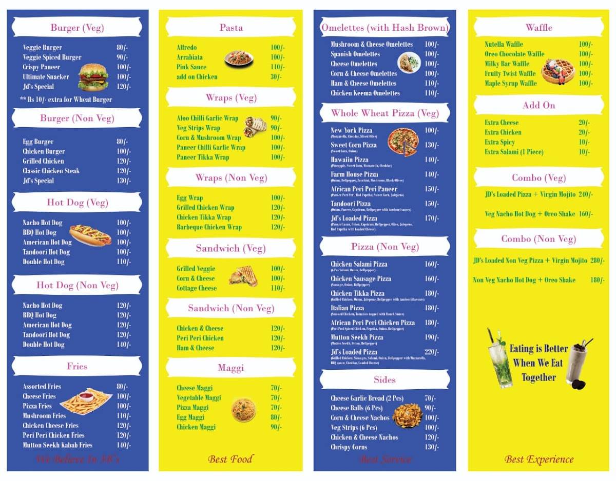 JD's Cafe menu