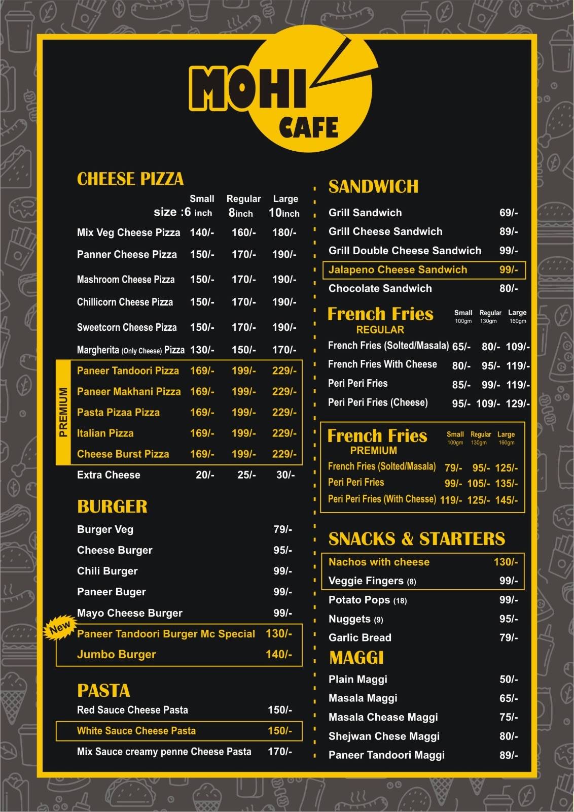 Mohi Cafe menu