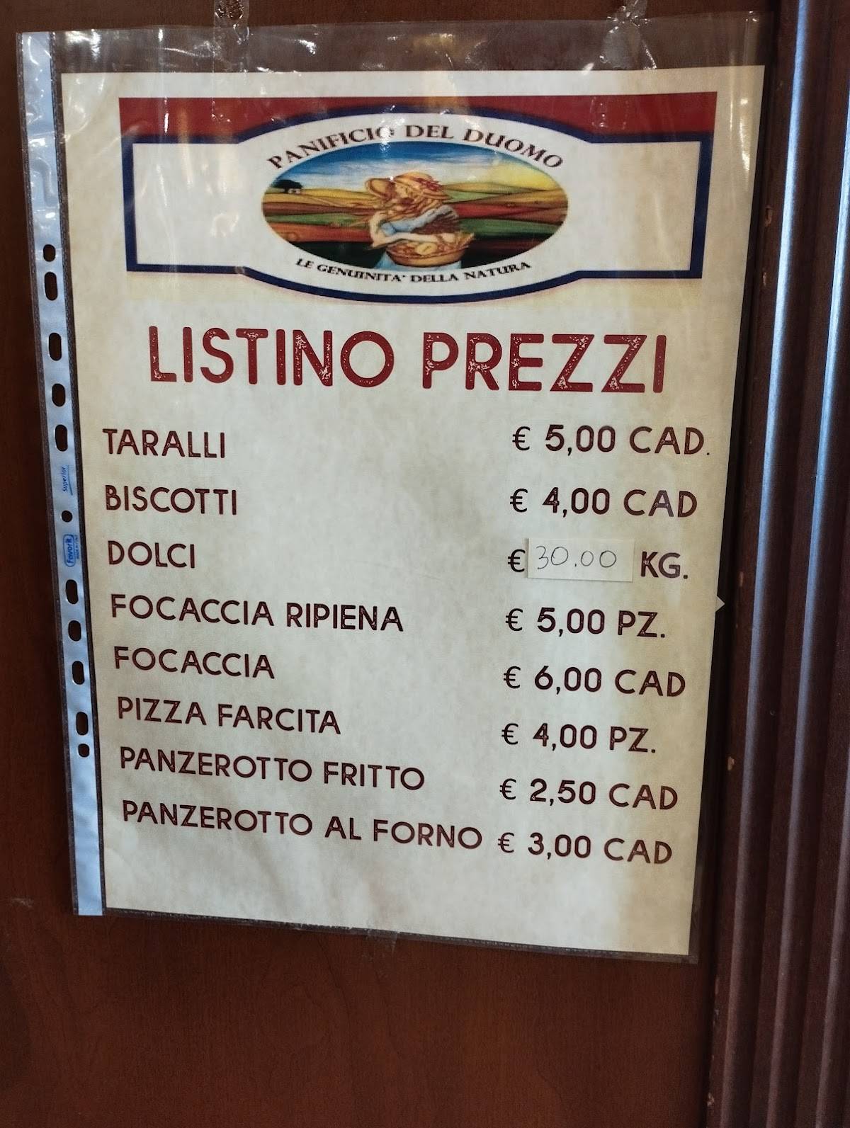 Menu di Panificio Del Duomo 