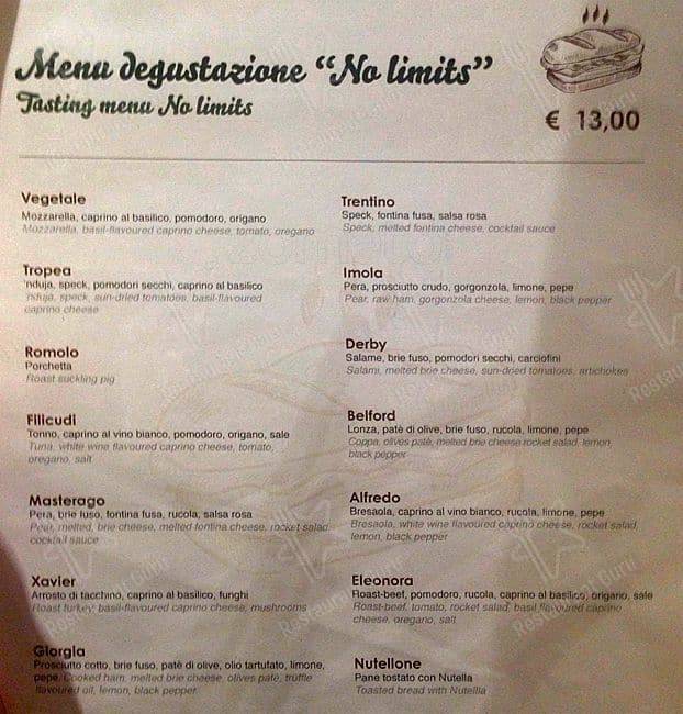 Menu de Panini De Santis