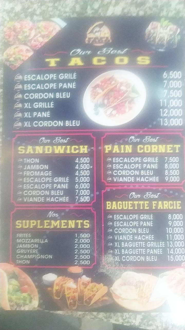 Menu de Papi Taco